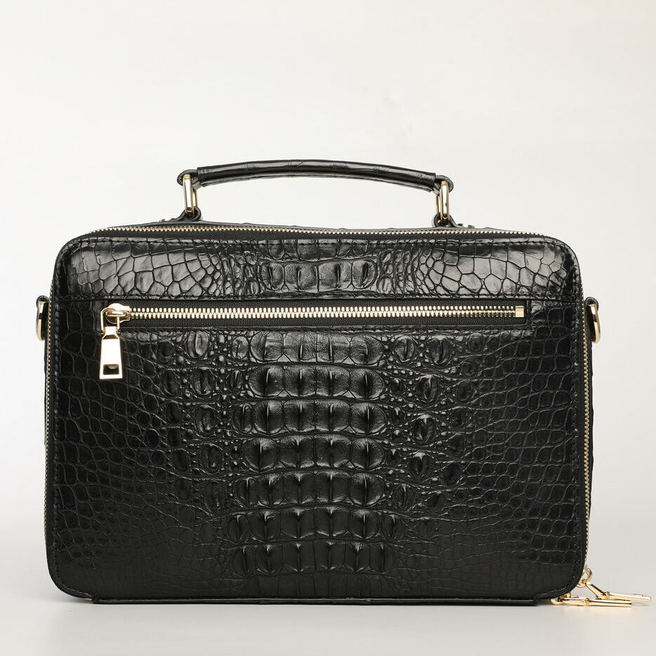 Handcrafted Alligator Crocodile Skin Leather Briefcase Men's Business Handbags