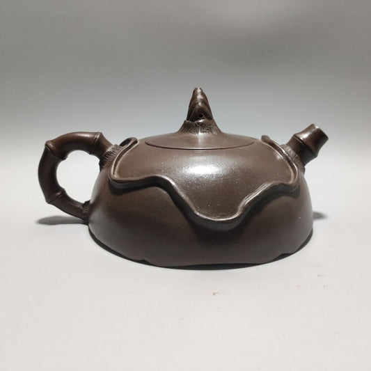 Vintage Chinese Yixing Purple Clay Teapot Zisha Ceremony Bamboo Teaware Collect