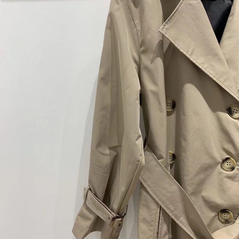 2022 Women's Clothing Retro Casual Loose Double-breasted Overknee Trench Coat