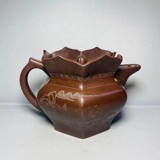 Vintage Chinese Yixing Purple Clay Teapot Zisha Ceremony Collectible Rare Large