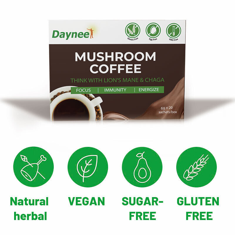 Organic Instant Mushroom Coffee Powder Mane Chaga Mushroom Coffee 6g*20bags