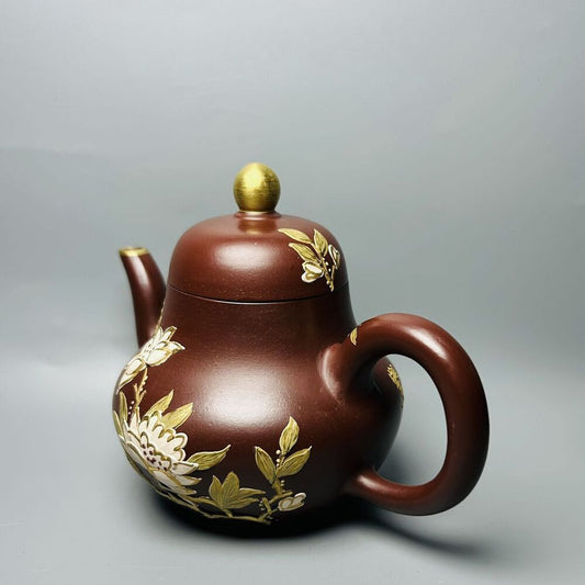 Vintage Chinese Yixing Purple Clay Teapot Zisha Ceremony Painted Fine Tea Set