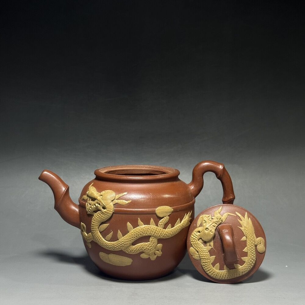 vintage chinese yixing purple clay teapot zisha ceremony carving Collectible art