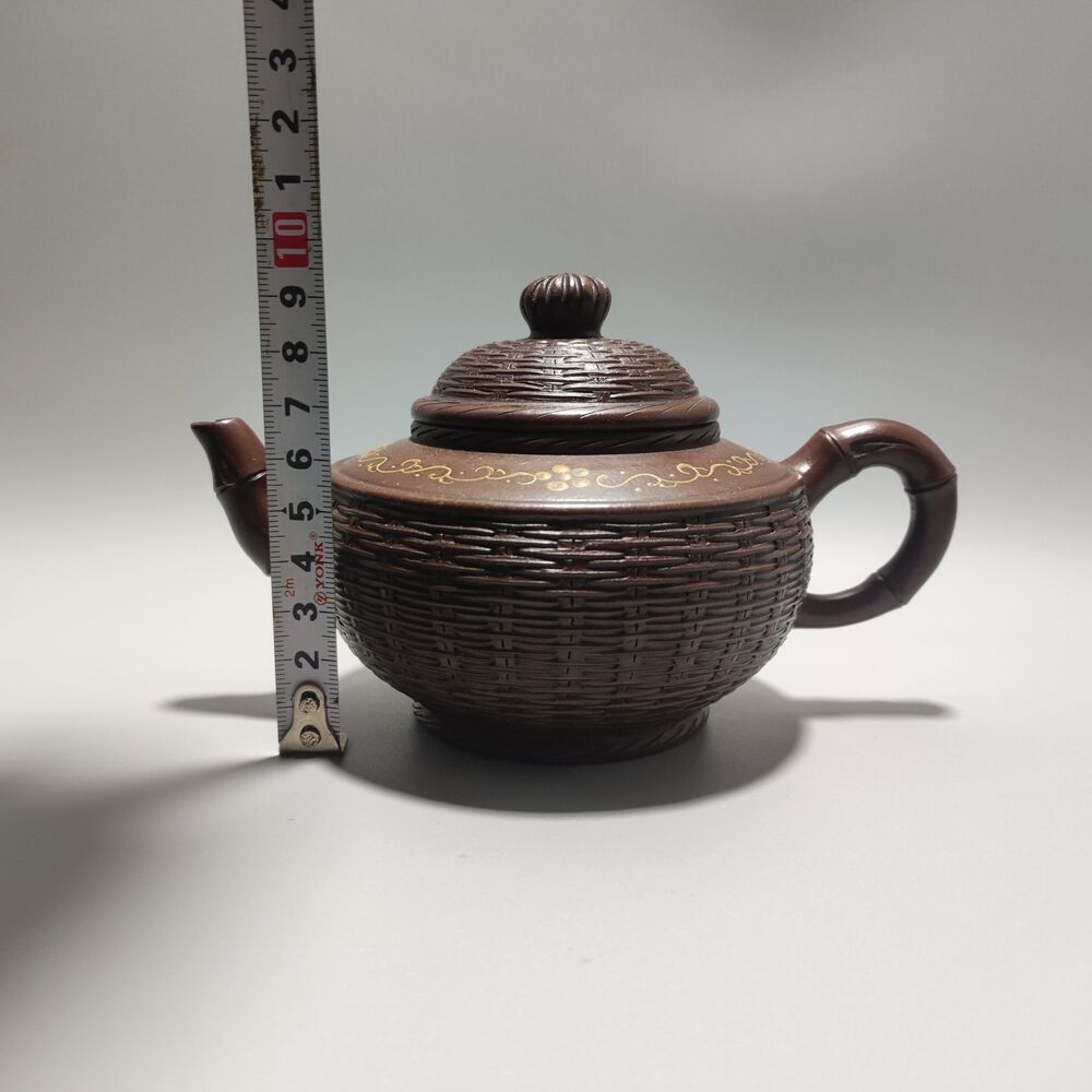 Vintage Chinese Yixing Purple Clay Teapot Zisha Ceremony Nice Bamboo Teaware Art