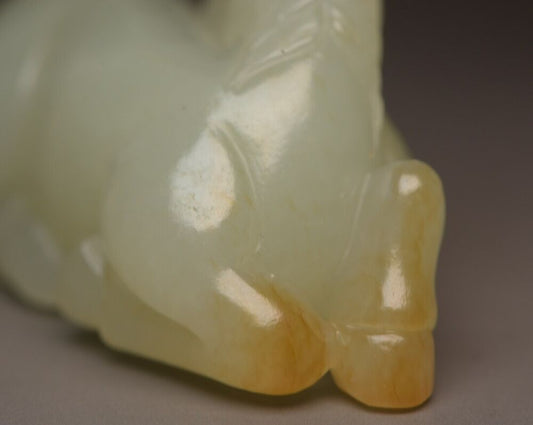 Chinese Natural Hetian Jade Carving Exquisite Horse Statue Collectible Artwork