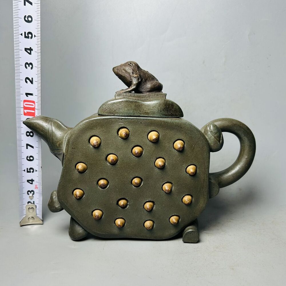Vintage Chinese Yixing Purple Clay Teapot Zisha Ceremony Frog Lotus Teaware