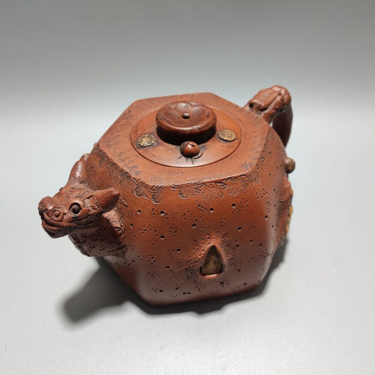 Vintage Chinese Yixing Purple Clay Teapot Zisha Ceremony Carving Collectible Art