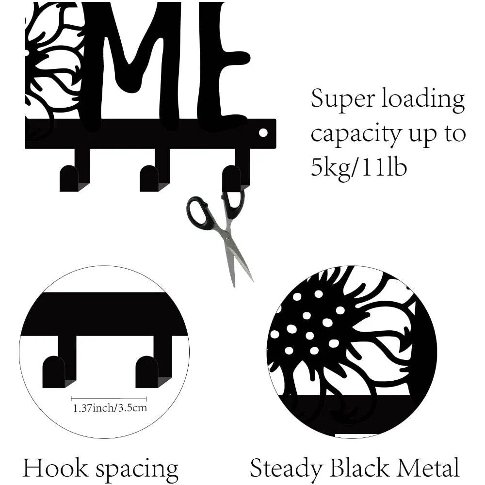 1pc Sunflower and Letter Design Metal Key Holder for Wall - Multi-Purpose Porch