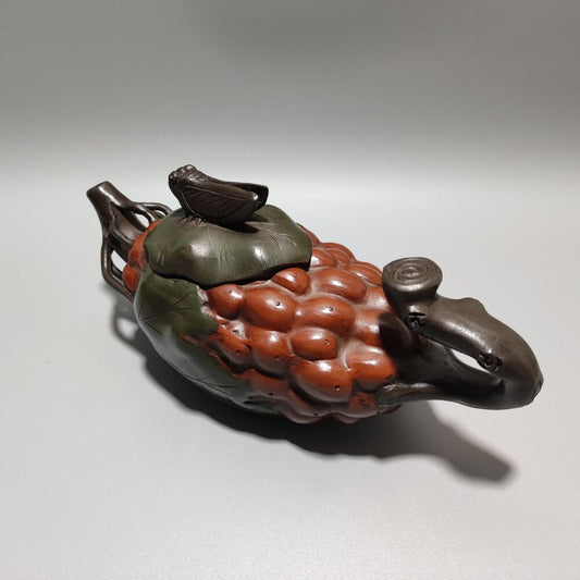 Vintage Chinese Yixing Purple Clay Teapot Zisha Ceremony Carving Collectible Art