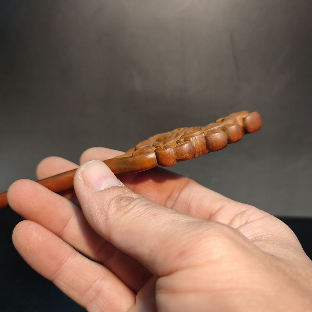 Chinese Boxwood Wooden Carved Peony flower Hairpin Hair Accessories gift woman