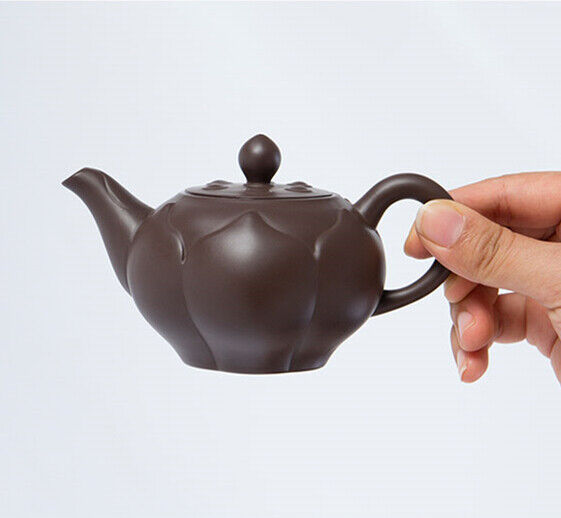 Real Yixing Zisha Tea Pot Lotus Design Purple Grit Pot Of Tea China Pot 200ml