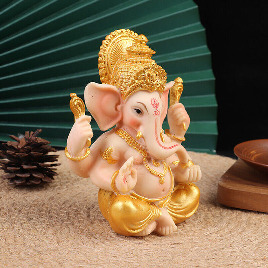 Elephant God Figurine Desktop Hindu Resin Luck and Wealth Art Statue Ornam.Q6