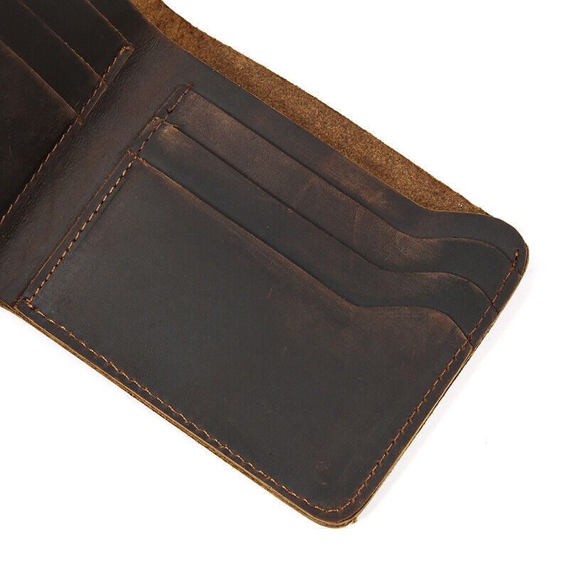 Retro Men's Real Leather Bi-fold Wallets Credit ID Card Holder Clutch Bags