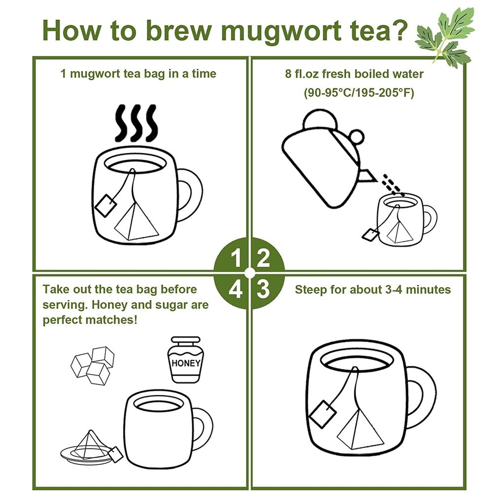 2023 FullChea Mugwort Tea Bag 40 Teabags 1.5g/bag Natural Artemisia Vulgaris