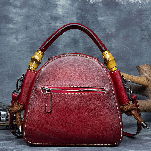 Women's Retro 100% Genuine Leather Handbag Embossed Crossbody Shoulder Shell Bag