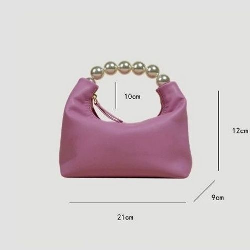 Summer Pink Chain Retro Girl Pearl Dumpling Bag Leather Shoulder Messenger Bags