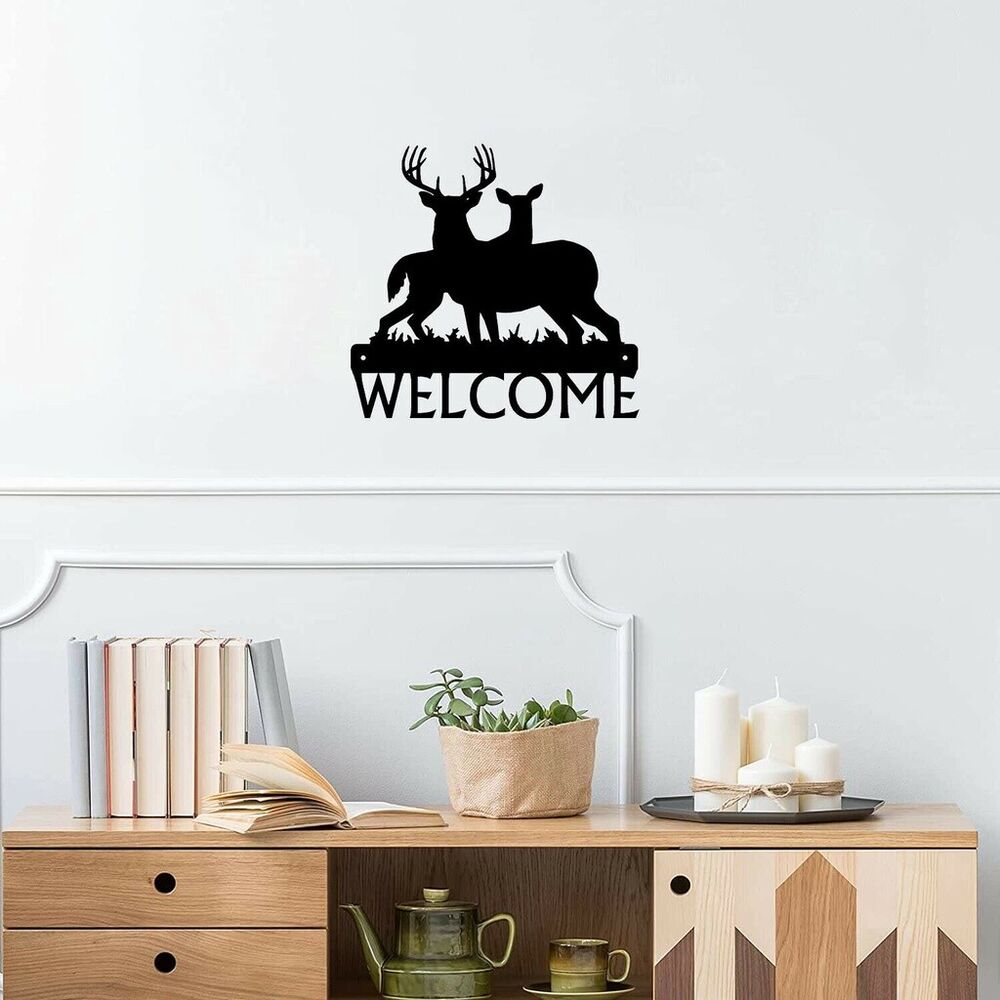 Deer Buck Artwork Shape Wall Stickers Family Shape Welcome Sign Artwork