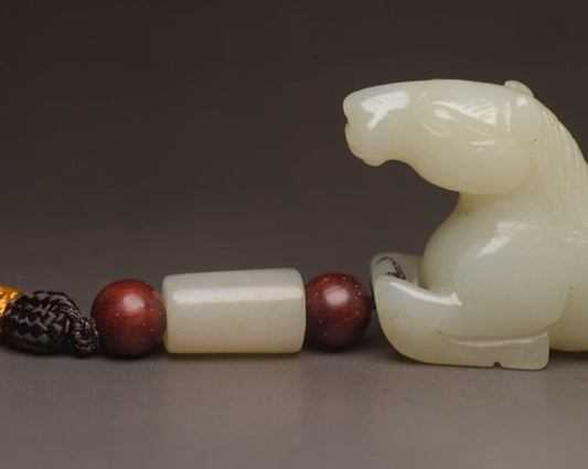 Chinese Top Natural Hetian Jade Hand Carved Horse Statue Exquisite Figurine Art
