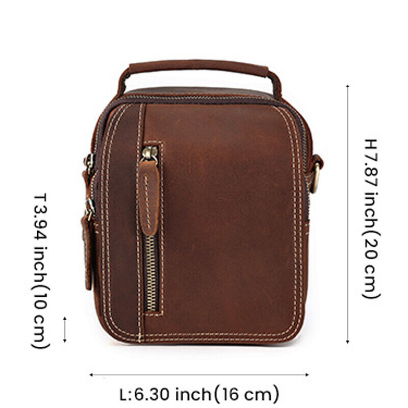 Crazy Horse Leather Men's Shoulder Bag Waist Belt Bag Outdoor Fanny Pack Handbag
