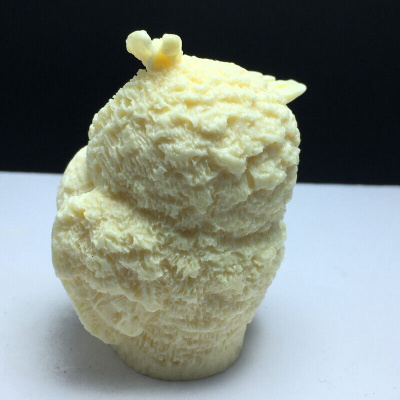 2.4in Natural Crystal .COROZO NUT. Hand-carved.Exquisite owl.Animal statues1pcs