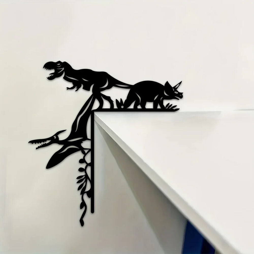 Metal Dinosaur Boar Decorative Wall Sticker Door Corner Decoration