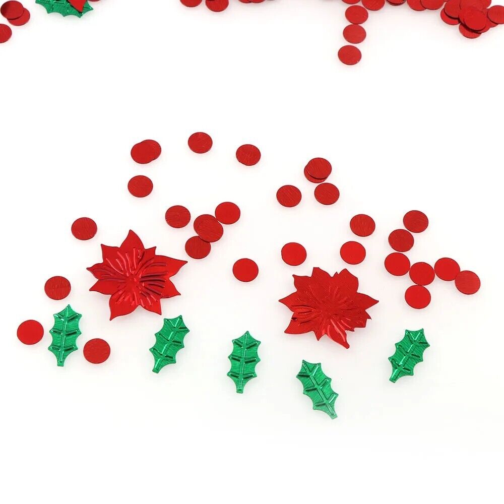 Confetti 15g Mix Colors Plastic Christmas Green Leaf Red Flowers Tinfoil Sequins