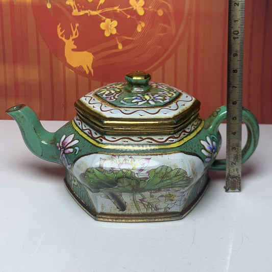 Vintage Chinese Yixing Purple Clay Teapot Zisha Ceremony Enamel Nice Teaware Art