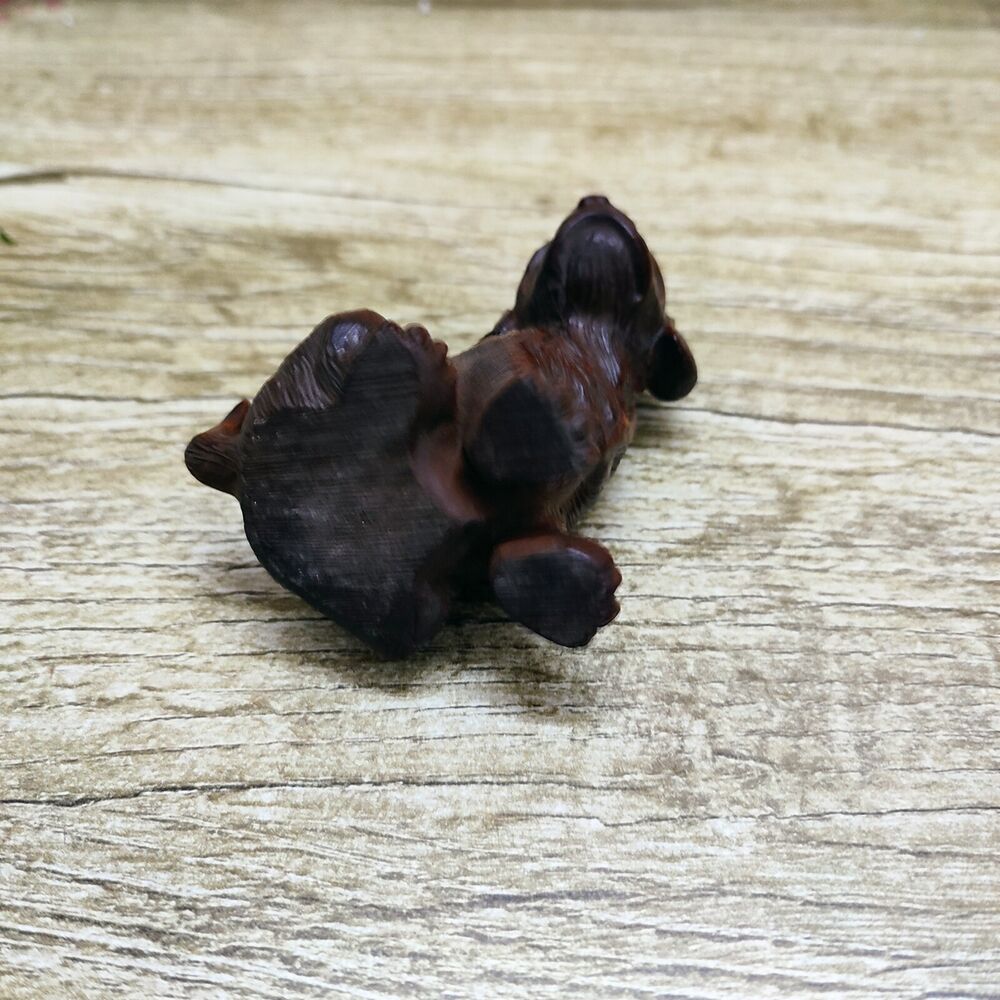vintage chinese carved wood Faithful dog statue wooden Boxwood pet gift souvenir