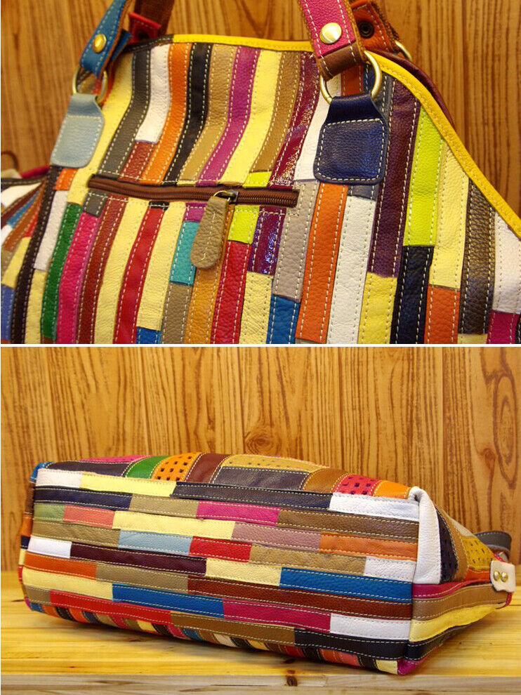 Designer Women'S Genuine Leather Multi-color Handbag Satchel Tote Shoulder Bags