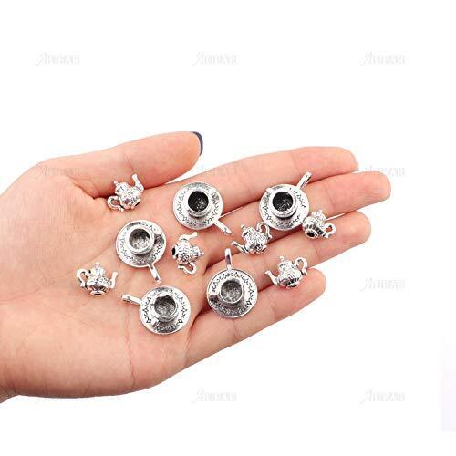 AUEAR, 40 Pack Teapot Tea Cup Charm Pendant Coffee Mug Charms for