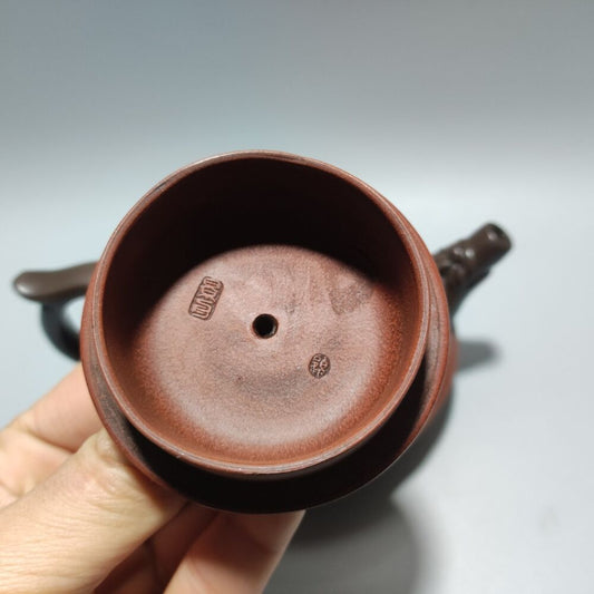 Vintage Chinese Yixing Purple Clay Teapot Zisha Ceremony Carving Collectible Art