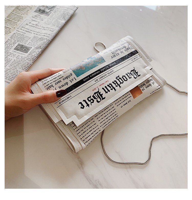 Newspapers Print Clutch Bags Envelope Bag Shoulder Bag Purse Evening Bags Wallet