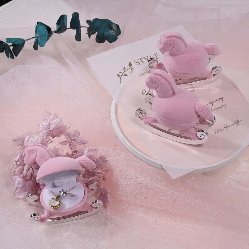 Jewelry Box Metal Ring Ear Studs Horse Shape Storage Organizer Bin 7.4x7.1x3.8cm