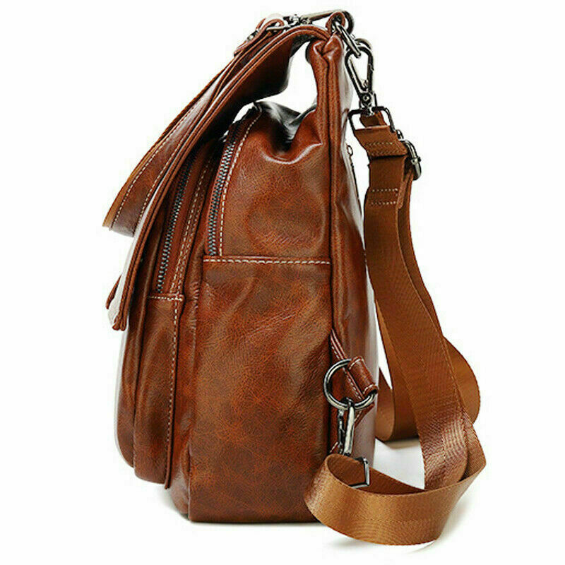 100% Genuine Leather Women's Backpack Travel Bag School Rucksack Crossbody Bag
