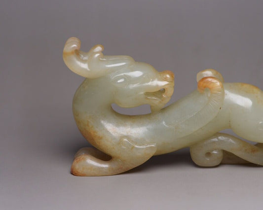Chinese Antique Hetian Jade Carved Beast Animal Statue Sculpture Nice Art Work