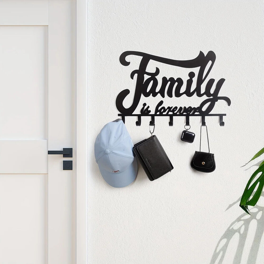 Black Metal Key Holder, Wall Mounted Key Holder, Decorative Home Key Rack Hooks