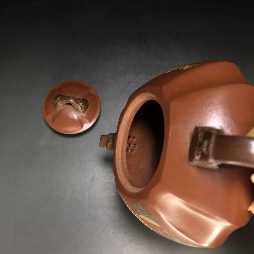 vintage chinese yixing purple clay teapot zisha ceremony carving Collectible art