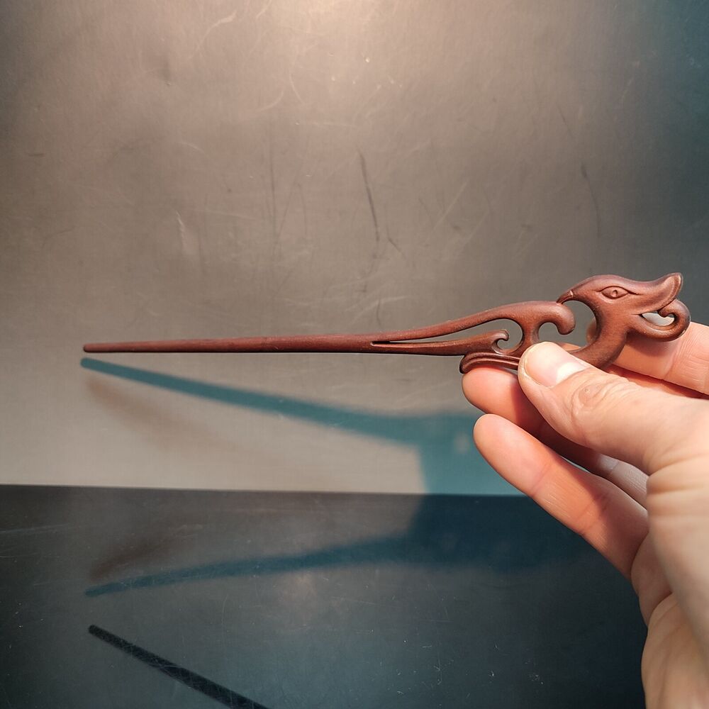 Chinese Boxwood Wooden Carved phoenix bird Hairpin Hair Accessories woman decor
