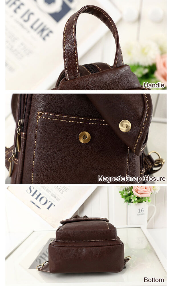 Convertible Faux Leather Small Mini Backpack Rucksack Sling bag Purse Cute Bag