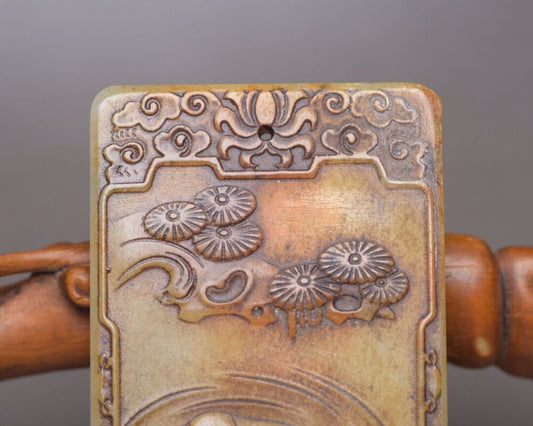 Chinese Hetian Jade Carving Cattle Statue Jade Pendant Jewelry Gift Collections