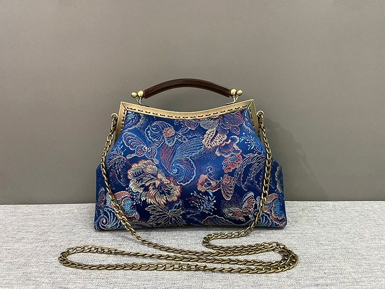 Vintage Shell Lock Bag Chain Shoulder Crossbody Bags Tote Handbags Purses Cloth