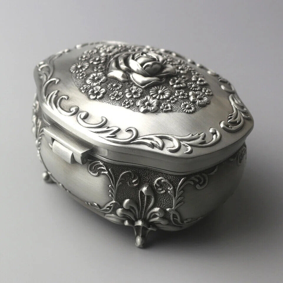 Music Box Emboss Alloy Metal Wind Up Sankyo Movements Hand Cranked Musical Boxes