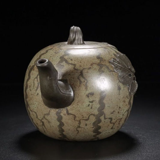Vintage Chinese Yixing Purple Clay Teapot Zisha Ceremony Watermelon Teaware Rare