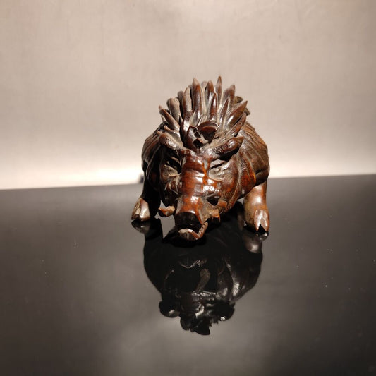 vintage wood carved home decor wooden sculptures african wild boar statue gift