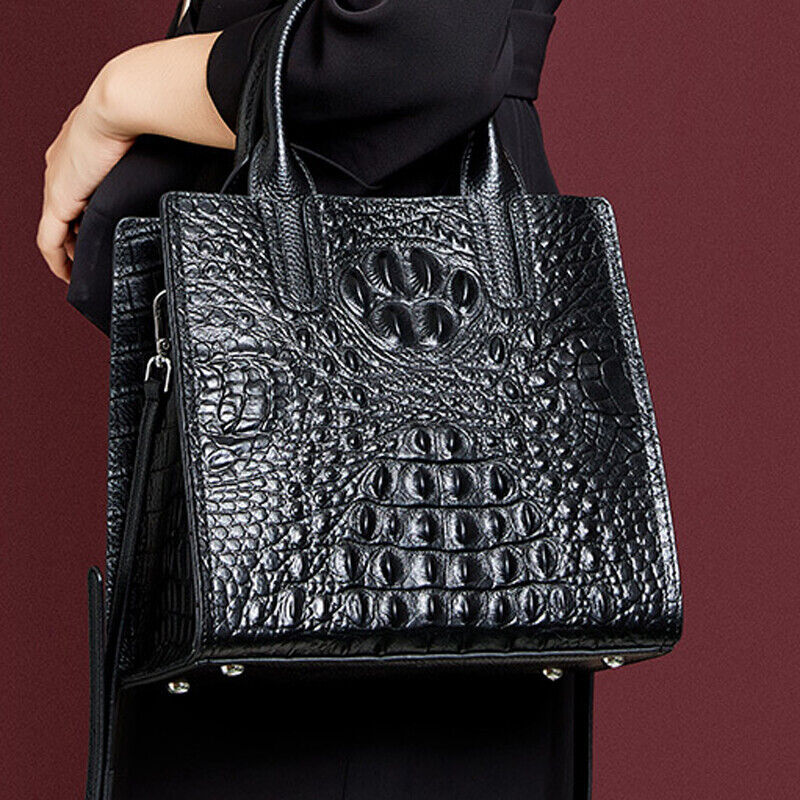 100% Genuine Leather Womens Crocodile Elegant Handbag Evening Party Shoulder Bag
