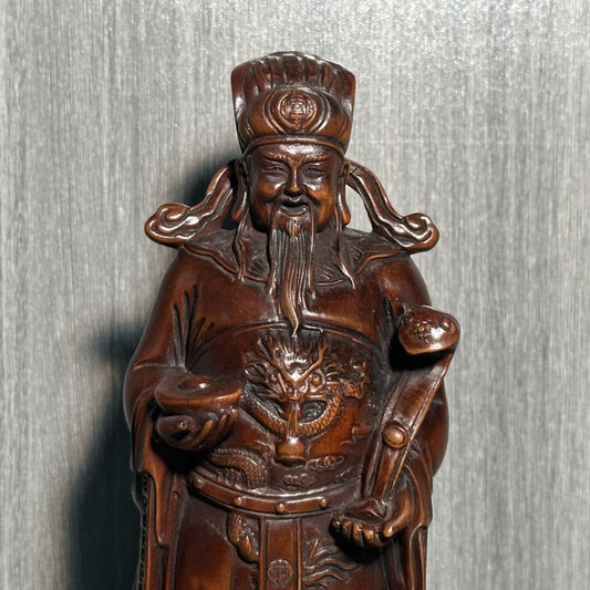 Chinese Boxwood Carved Three God Of Longevity Figure Statue Wood Sculpture Decor