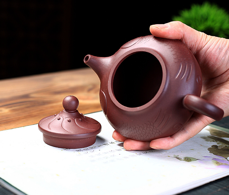Yixing purple clay teapot tea pot pure hand carved Kung Fu Tea Set Gift Purple m