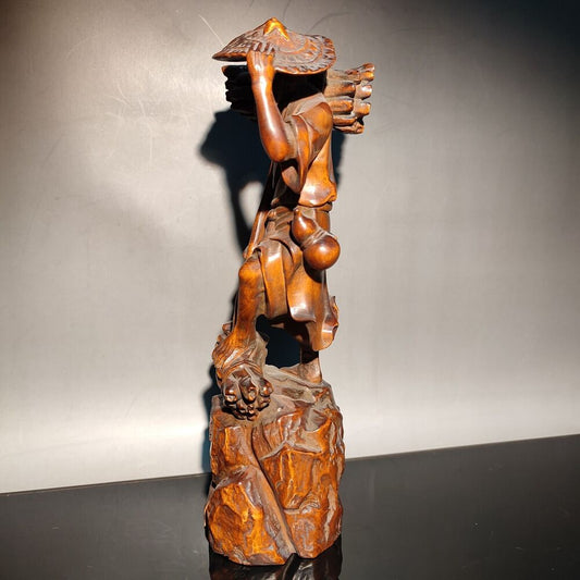vintage chinese carved wood woodcutter woodman statue wooden figures home decor