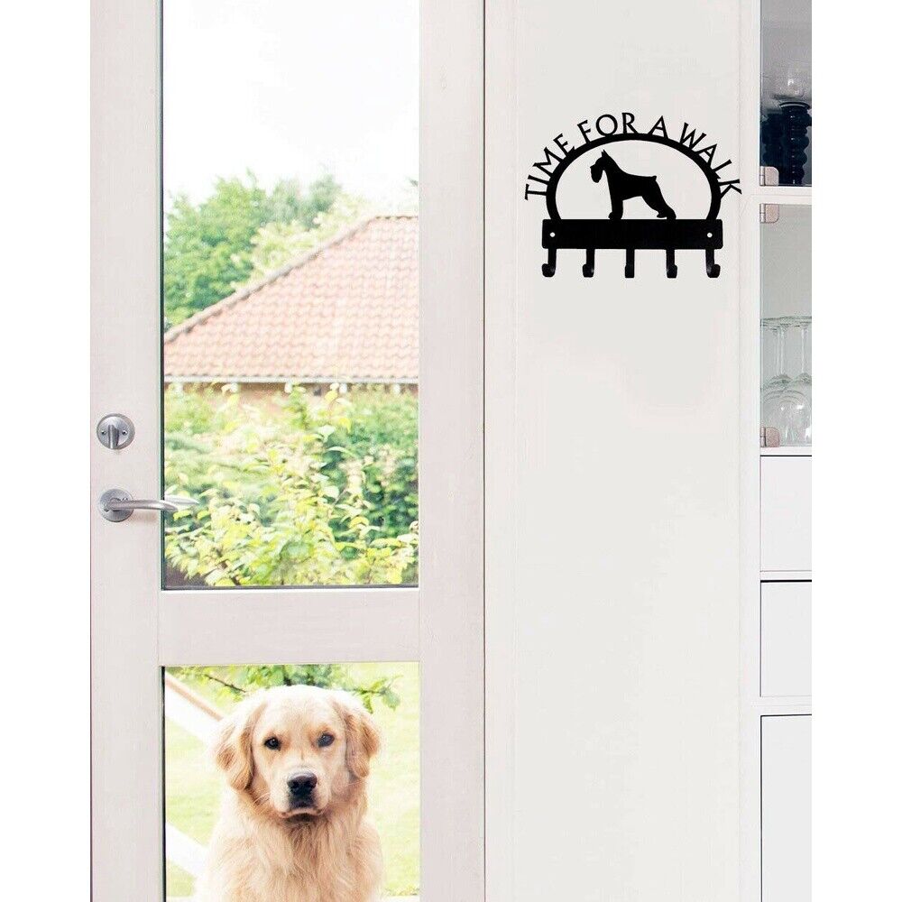 Miniature Schnauzer Time for A Walk Key Rack Wall Mounted Hook Up Key Hanger