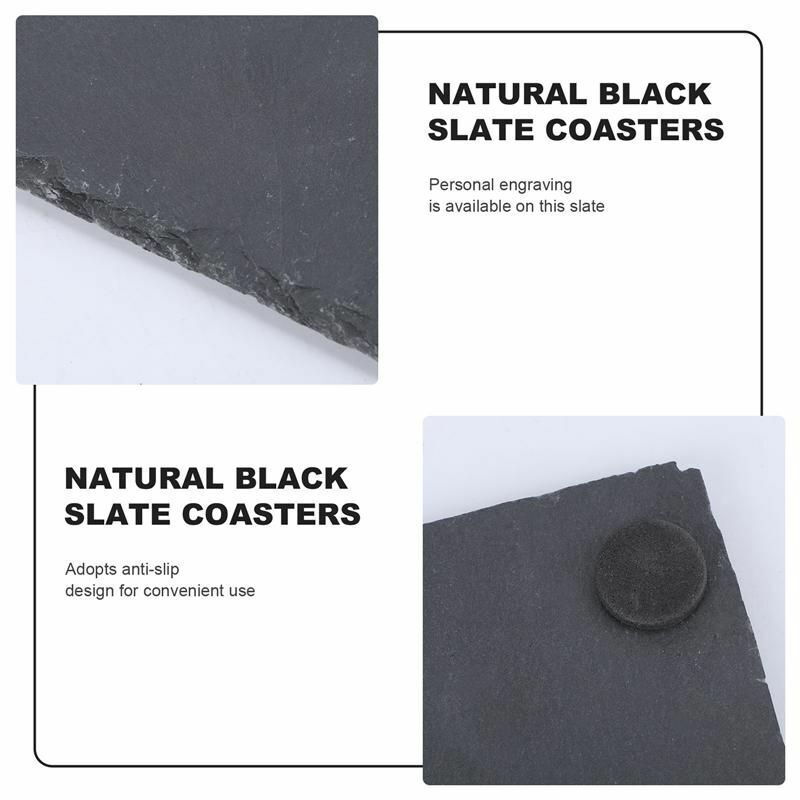 4Pcs/Set Cup Drink Coasters 10x10cm Natural Slate Anti-Slip Glass Mugs Placemats